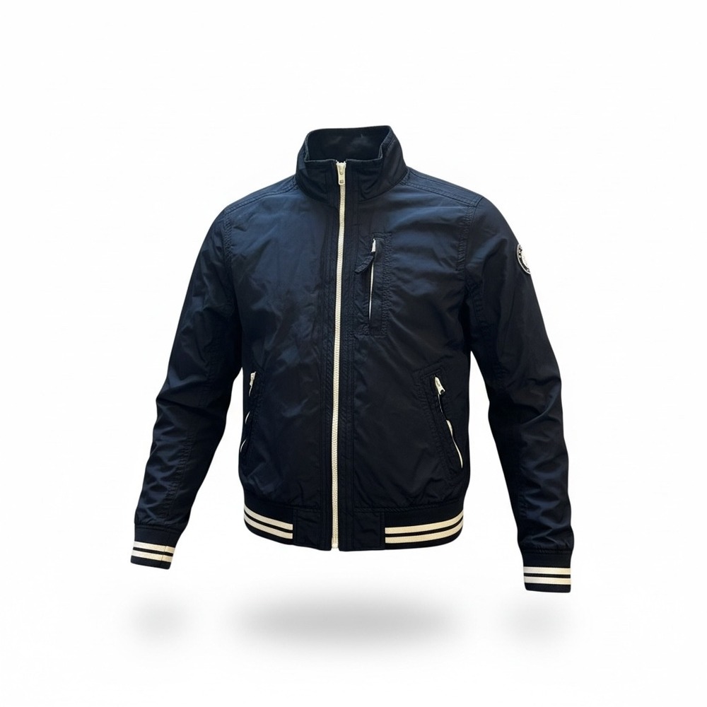 Abercrombie‎ Fitch Womens Navy Zip Up Track Jacket XL Saranac Lake Y2K